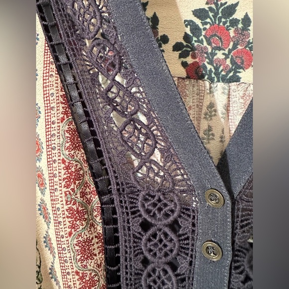 ANTHROPOLOGIE Floreat 2P PETITE Peasant Dress Crochet Block 3/4 Sleeve BOHO CHIC - Picture 6 of 16